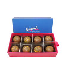 Handmade Gourmet Dubai Truffle 8-Piece Sleeve – Milk Chocolate Pistachio Tahini Ganache