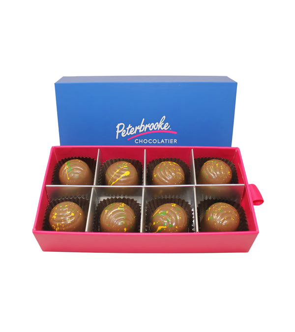 Handmade Gourmet Dubai Truffle 8-Piece Sleeve – Milk Chocolate Pistachio Tahini Ganache