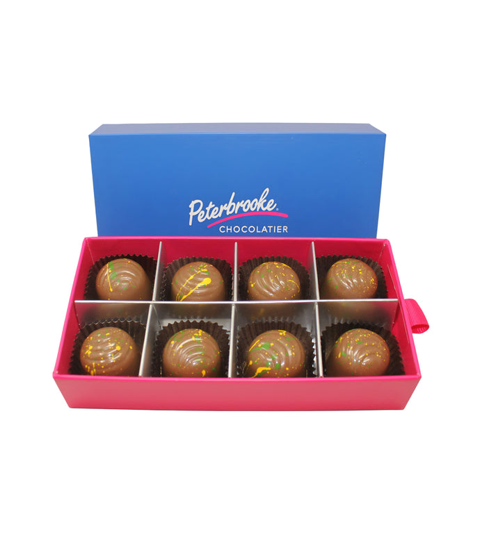 Handmade Gourmet Dubai Truffle 8-Piece Sleeve – Milk Chocolate Pistachio Tahini Ganache