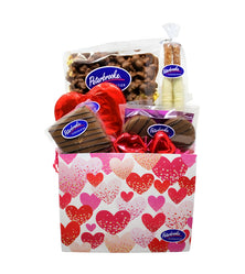 Gift box with hearts filled with Valentine themed Peterbrooke chocolate