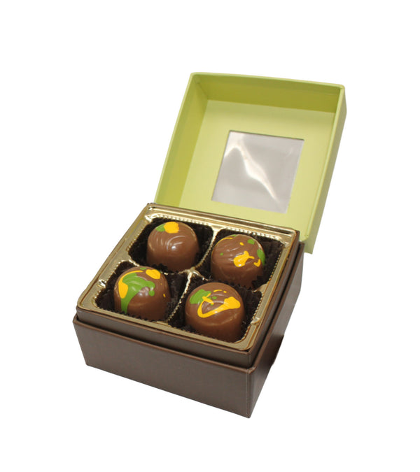 Handmade Gourmet Dubai Truffle 8-Piece Box– Milk Chocolate Pistachio Tahini Ganache