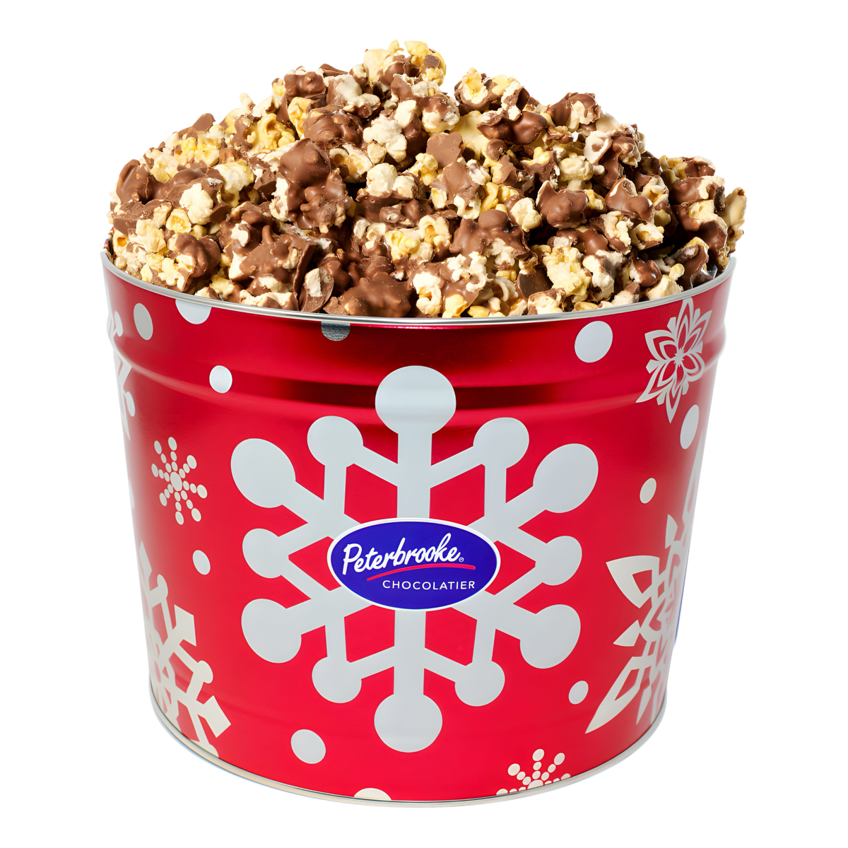 Peterbrooke Christmas themed tin of chocolate covered popcorn