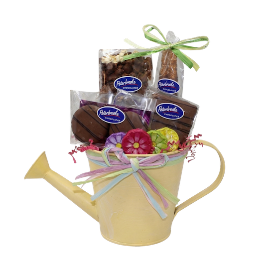 Assorted Chocolates Watering Can with Chocolate Covered Popcorn and Dipped Treats - Peterbrooke Chocolatier