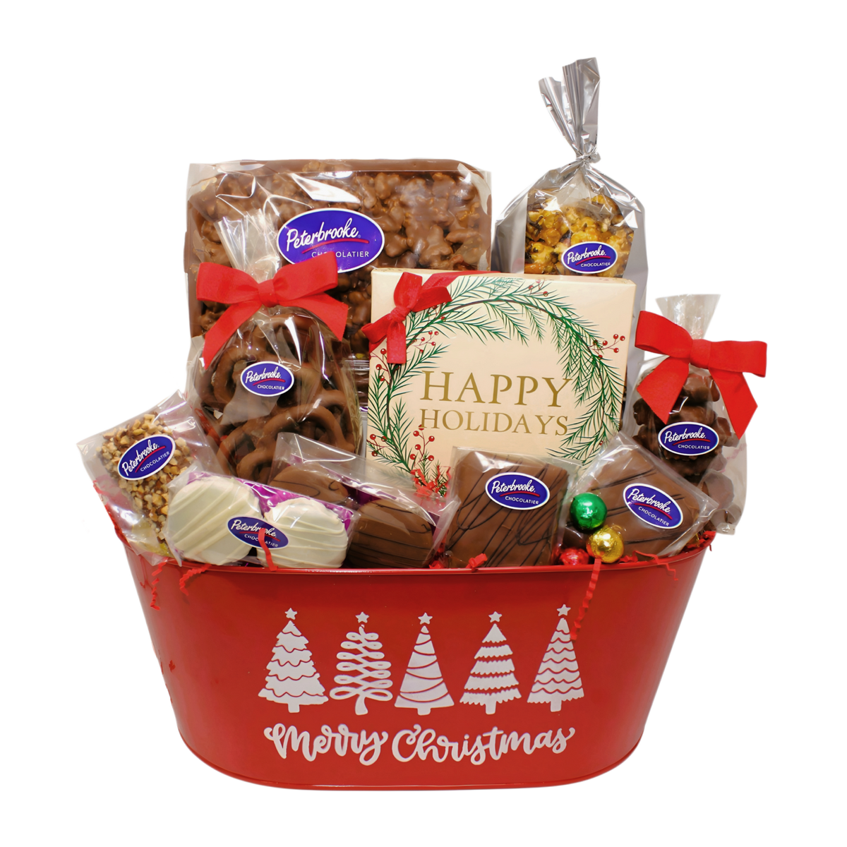 Deluxe Merry Christmas Gift Basket – Holiday Chocolate Gift Tin - Peterbrooke Chocolatier
