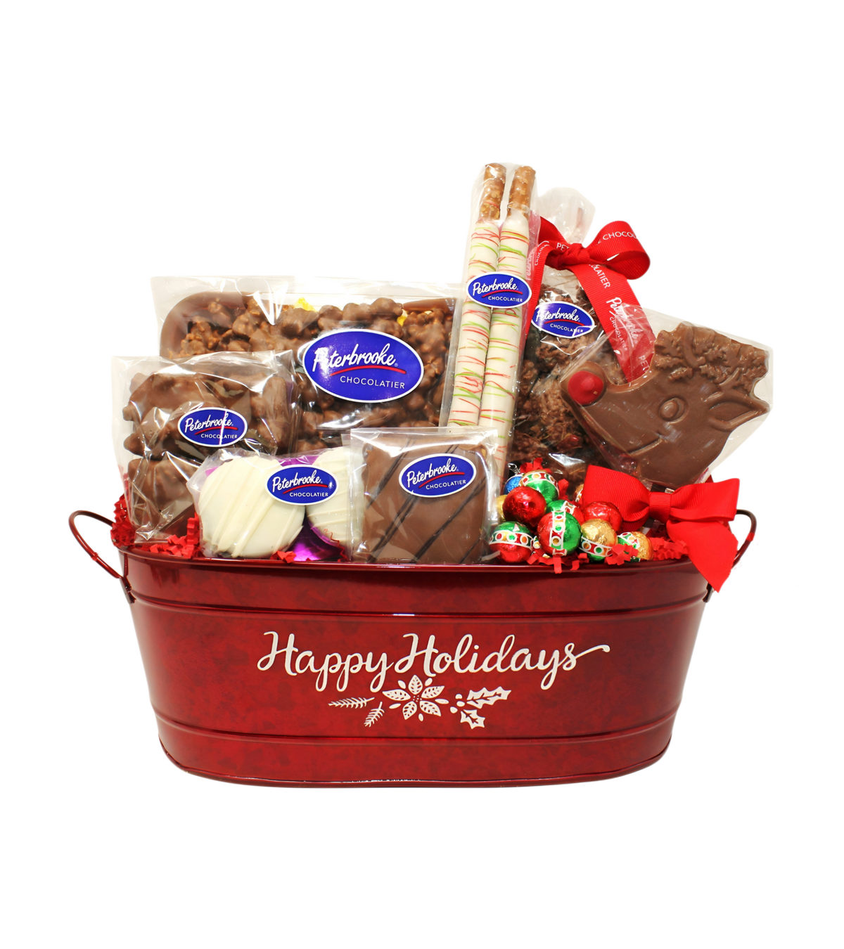 Happy Holidays Chocolate Gift Basket – Christmas Chocolate Assortment - Peterbrooke Chocolatier