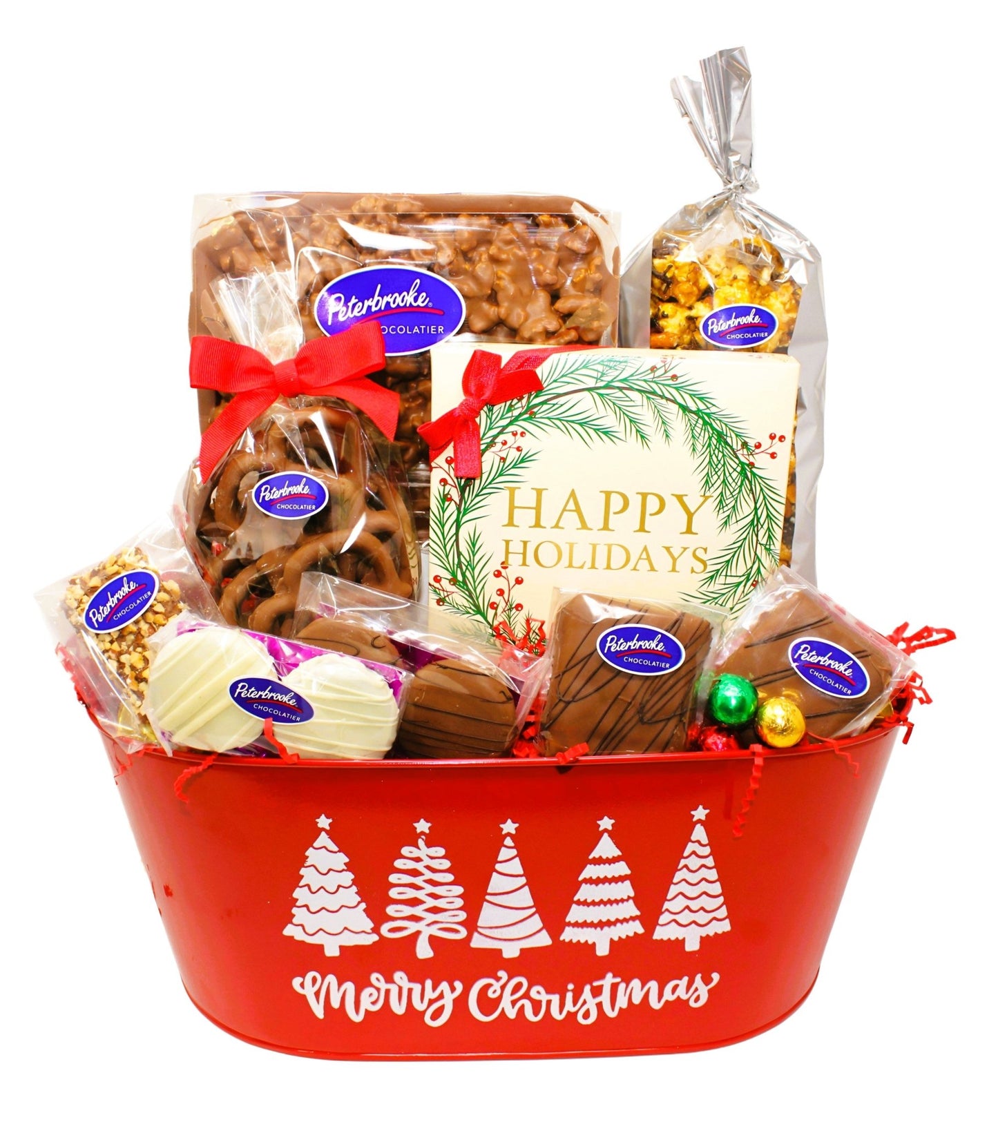 Merry Christmas Gift Basket – Holiday Chocolate Gift Tin - Peterbrooke Chocolatier