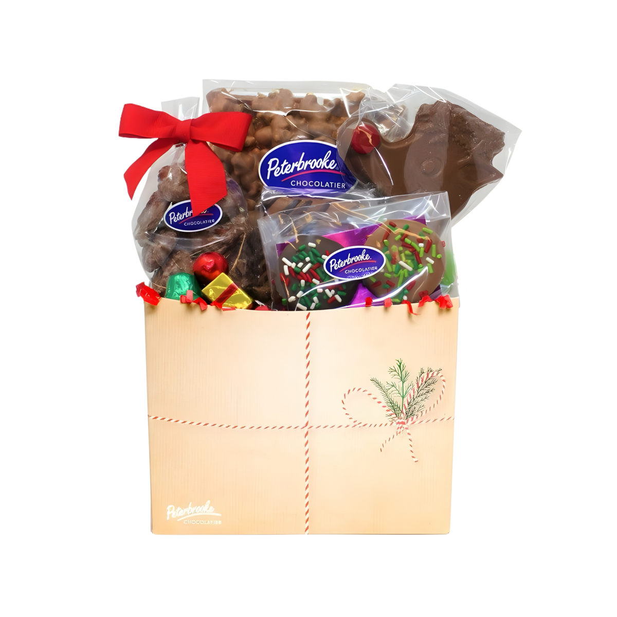 Wrapped Holiday Gift Box of Assorted Chocolates – Christmas Chocolate Gift Basket - Peterbrooke Chocolatier