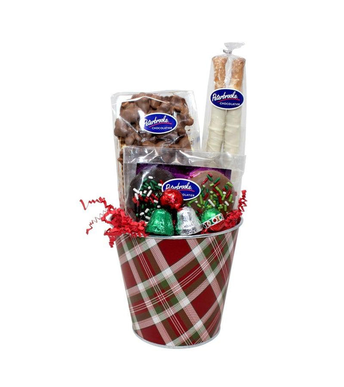 Christmas Plaid  Bucket of Assorted Chocolates - Peterbrooke Chocolatier