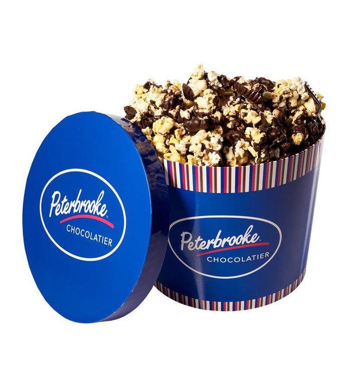 Dark Chocolate Covered Popcorn - 54oz Drum - Peterbrooke Chocolatier
